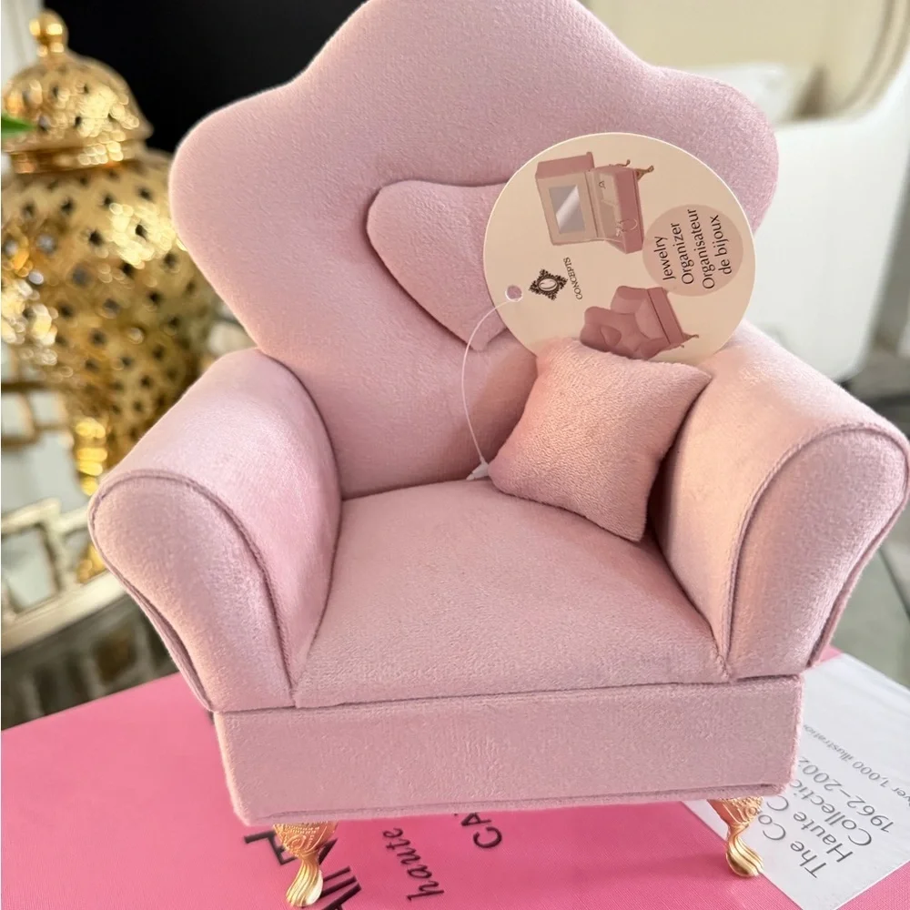 New Velvet Pink Arm Chair Jewelry Box